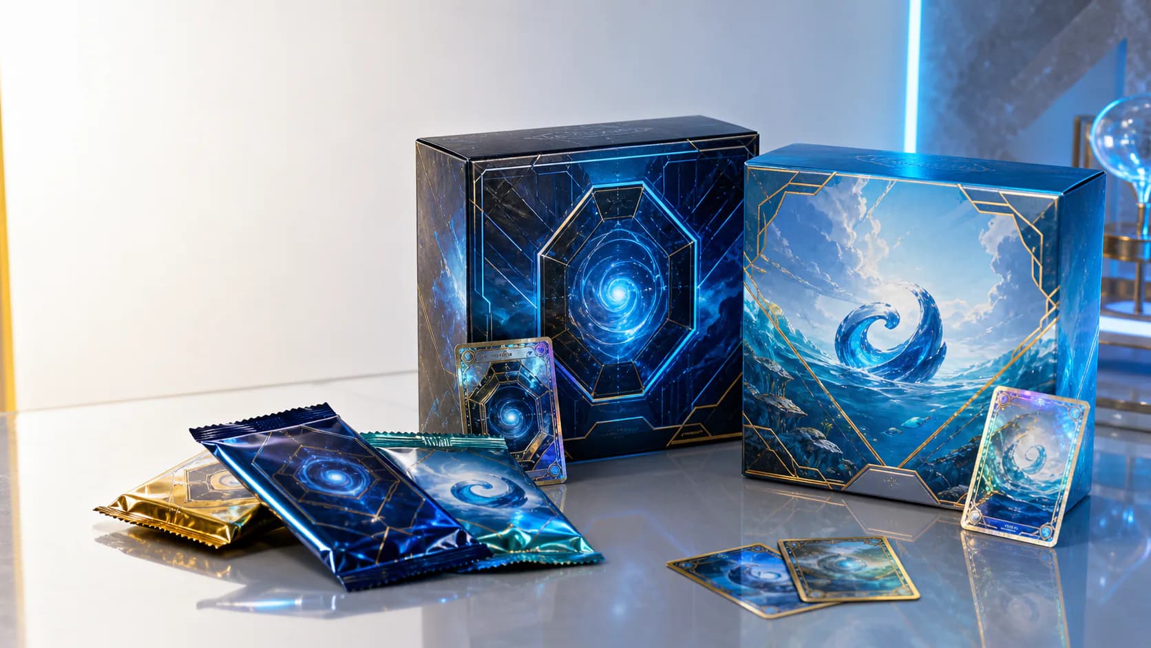 Hero slider visual for featured TCG booster boxes